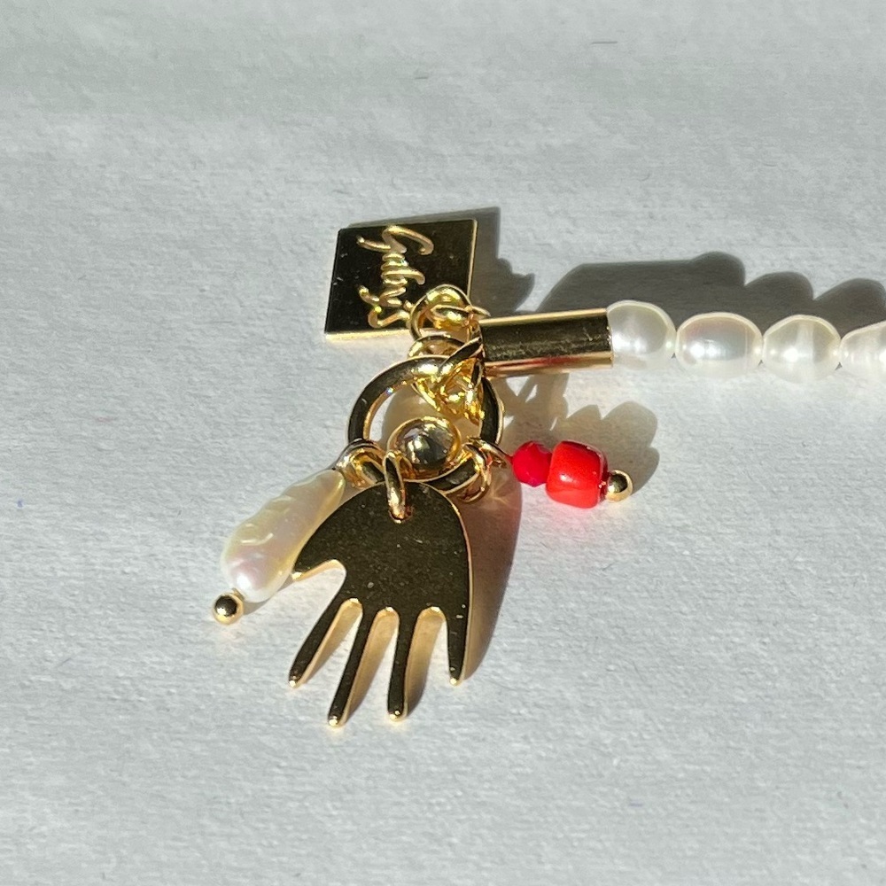 Gold and Pearl Charm Bracelet - Picture 9 of 10